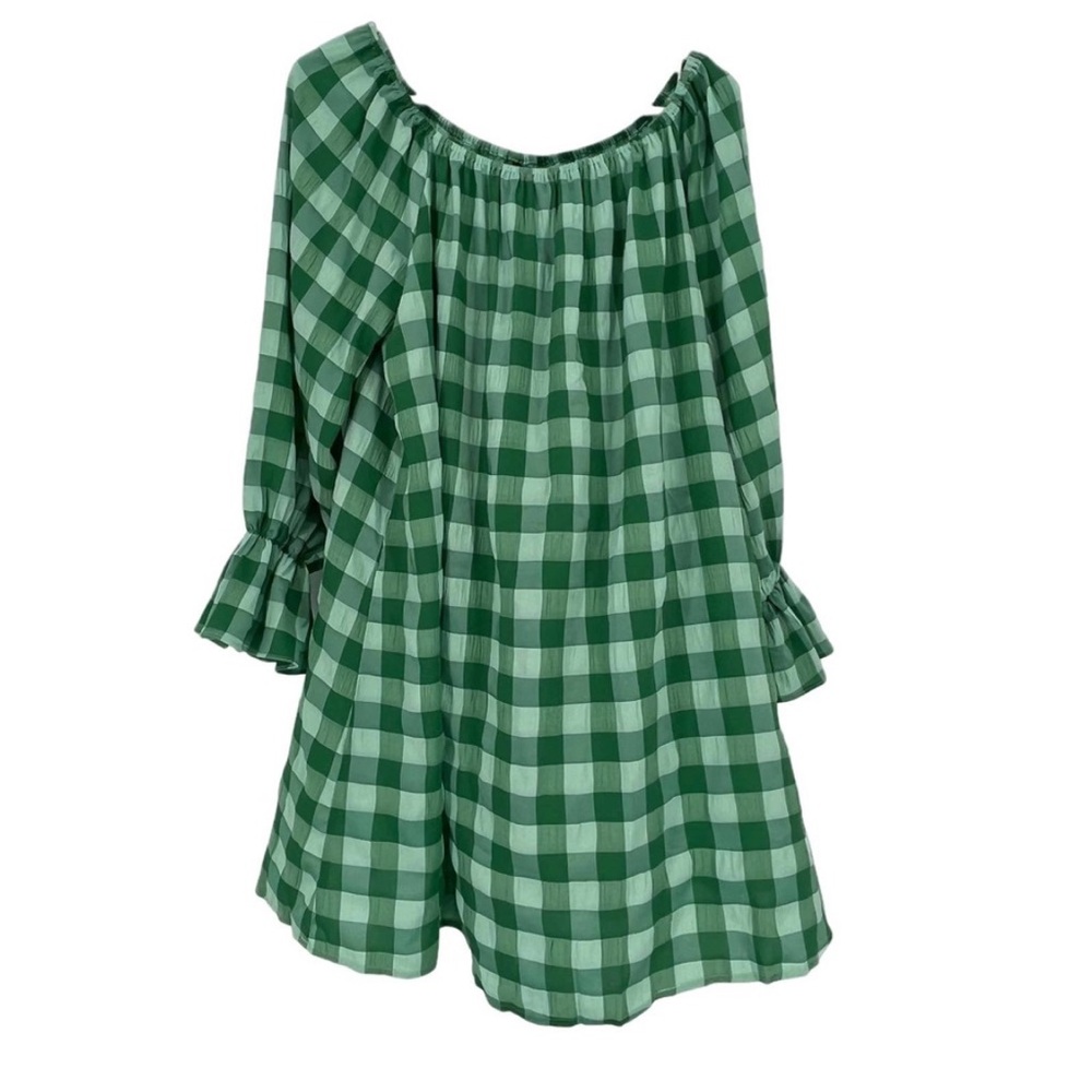 NWT/NIB- NASTY GAL BARDO SMOCK DRESS SIZE-12-US in GREEN CHECK